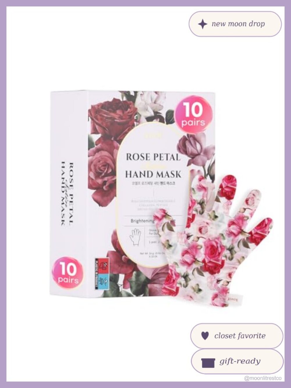 Rose Satin Hand Mask 10 Pairs Korean Skin Care Moisturizing Gloves